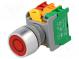 Přepínač  tlačítkový  2 polohy  NC + NO  3A/230VAC  22mm  červená