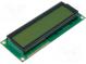 Zobrazovač  LCD  alfanumerický  STN Positive  16x2  zelená  LED