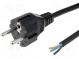 Kabel  CEE 7/7 (E/F) vidlice,vodiče  PVC  3m  černá  3x0,75mm2  6A
