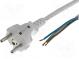 Kabel  CEE 7/7 (E/F) vidlice,vodiče  PVC  3m  bílá  3x1mm2  10A