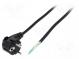 Kabel  CEE 7/7 (E/F) úhlová vidlice,vodiče  PVC  2m  černá  6A