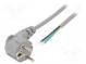 Kabel  CEE 7/7 (E/F) úhlová vidlice,vodiče  PVC  2m  šedá  6A