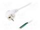 Kabel  CEE 7/7 (E/F) úhlová vidlice,vodiče  PVC  1,8m  bílá  10A