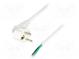 Kabel  CEE 7/7 (E/F) úhlová vidlice,vodiče  PVC  2,5m  bílá  10A