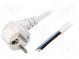 Kabel  CEE 7/7 (E/F) úhlová vidlice,vodiče  PVC  1,8m  bílá  16A