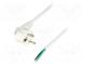 Kabel  CEE 7/7 (E/F) úhlová vidlice,vodiče  PVC  3m  bílá  16A