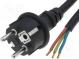 Kabel  CEE 7/7 (E/F) vidlice,vodiče  neoprén  1,5m  černá  16A