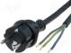 Kabel  CEE 7/7 (E/F) vidlice,vodiče  guma  Dél  3m  černá  3x1mm2