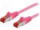 Patch cord  S/FTP  6  lanko  Cu  LSZH  růžová  0,5m  28AWG