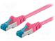 Patch cord  S/FTP  6a  lanko  Cu  LSZH  růžová  0,5m  27AWG