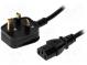 Kabel  BS 1363 (G) vidlice,IEC C13 zásuvka  PVC  1,8m  černá