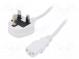 Kabel  BS 1363 (G) vidlice,IEC C13 zásuvka  PVC  1,8m  bílá  3A
