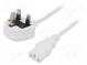 Kabel  BS 1363 (G) vidlice,IEC C13 zásuvka  PVC  2m  bílá  3A