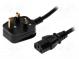 Kabel  BS 1363 (G) vidlice,IEC C13 zásuvka  PVC  3m  černá  3A