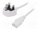 Kabel  BS 1363 (G) vidlice,IEC C13 zásuvka  PVC  3m  bílá  3x1mm2