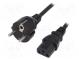 Kabel  CEE 7/7 (E/F) vidlice,IEC C13 zásuvka  PVC  1,5m  černá