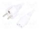 Kabel  CEE 7/7 (E/F) vidlice,IEC C13 zásuvka  PVC  1,5m  bílá