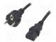 Kabel  CEE 7/7 (E/F) vidlice,IEC C13 zásuvka  PVC  3m  černá