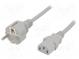 Kabel  CEE 7/7 (E/F) vidlice,IEC C13 zásuvka  PVC  3m  šedá  16A