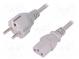 Kabel  CEE 7/7 (E/F) vidlice,IEC C13 zásuvka  PVC  5m  šedá  16A