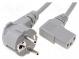 Kabel  CEE 7/7 (E/F) úhlová vidlice,IEC C13 zásuvka 90°  PVC