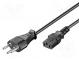 Kabel  IEC C13 zásuvka,vidlice SEV-1011 (J)  PVC  2m  černá  10A