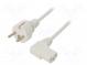 Kabel  CEE 7/7 (E/F) vidlice,IEC C13 zásuvka 90°  PVC  1m  bílá