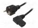 Kabel  CEE 7/7 (E/F) vidlice,IEC C13 zásuvka 90°  PVC  3m  černá