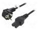 Kabel CEE 7/7 (E/F) úhlová vidlice, IEC C15 zásuvka PVC 2m