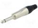 Zástrčka  Jack 6,35mm  vidlice  mono  přímý  na kabel  pájení  šedá