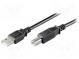Kabel  USB 2.0  USB A vidlice, USB B vidlice  3m  černá  Žíla  Cu