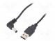 Kabel  USB A vidlice,DC 5,5/2,1 zástrčka  černá  1,5m  Žíla  Cu