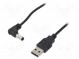 Kabel  USB A vidlice,DC 5,5/2,5 zástrčka  černá  0,5m  Žíla  Cu