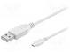 Kabel  USB 2.0  USB A vidlice, USB B micro vidlice  0,6m  bílá