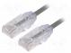 Patch cord  TX6-28™,U/UTP  6  lanko  Cu  LSZH  šedá  Dél  1m  28AWG
