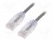 Patch cord  TX6-28™,U/UTP  6  lanko  Cu  LSZH  šedá  Dél  3m  28AWG