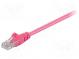 Patch cord  U/UTP  5e  lanko  CCA  PVC  růžová  0,5m  28AWG