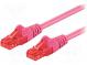 Patch cord  U/UTP  6  lanko  CCA  PVC  růžová  0,5m  24AWG