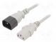 Kabel  IEC C13 zásuvka,IEC C14 vidlice  PVC  1,8m  šedá  10A  250V