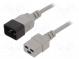 Kabel  IEC C19 zásuvka,IEC C20 vidlice  PVC  1,8m  šedá  3G1,5mm2